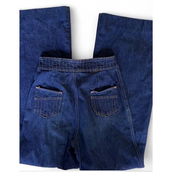 Vintage 70s S-M 28 High Rise Wrangler Jeans Blue Denim Flare USA 11/12 Jr Misses - Picture 4 of 8